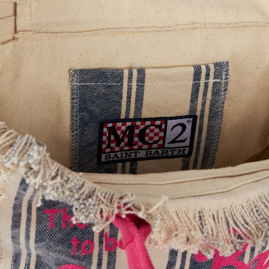 Mc2 Saint Barth Cotton canvas Colette handbag with striped print Negozi Online