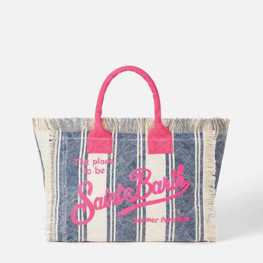 Mc2 Saint Barth Cotton canvas Colette handbag with striped print Negozi Online