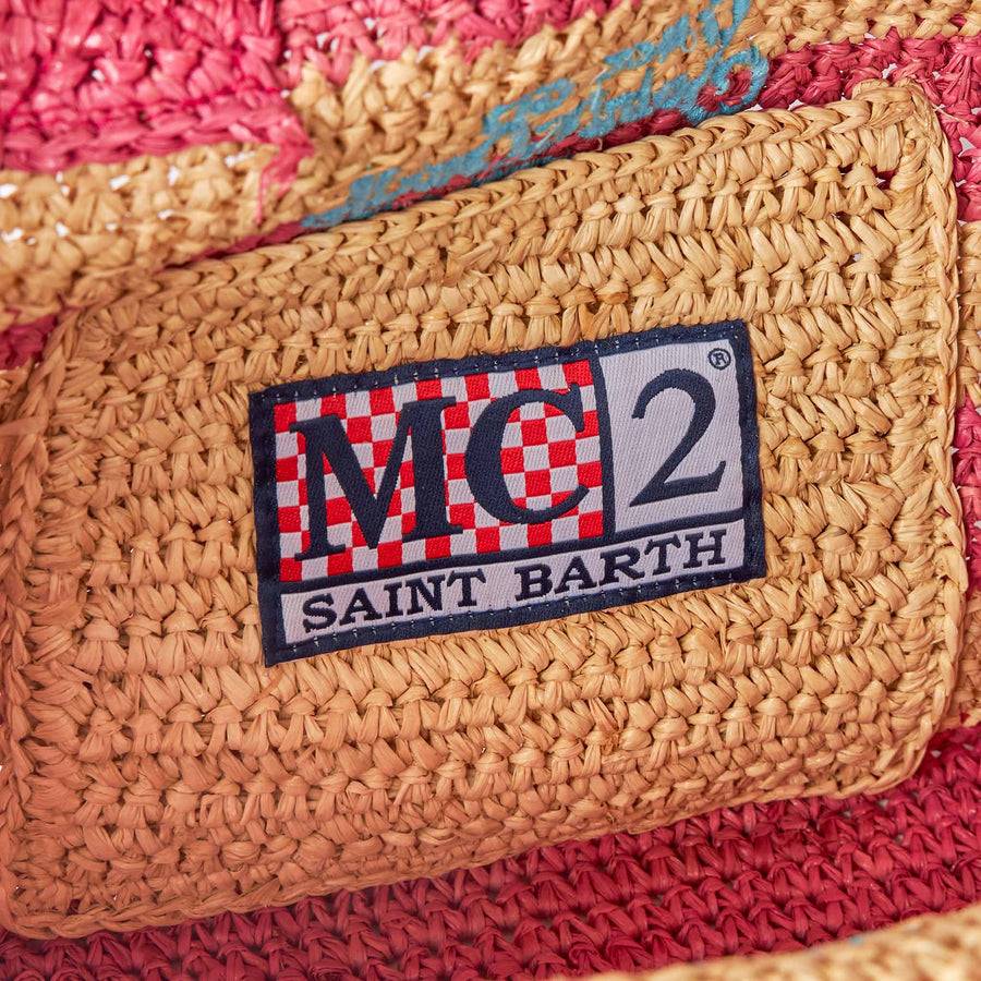 Mc2 Saint Barth Borsa Colette in rafia a righe bianche e rosa Fino Al -60%
