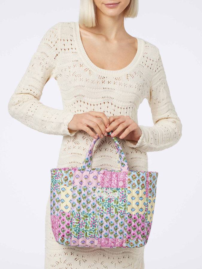 Mc2 Saint Barth Borsa Soft Tote Mid trapuntata a fiori multicolore Novità