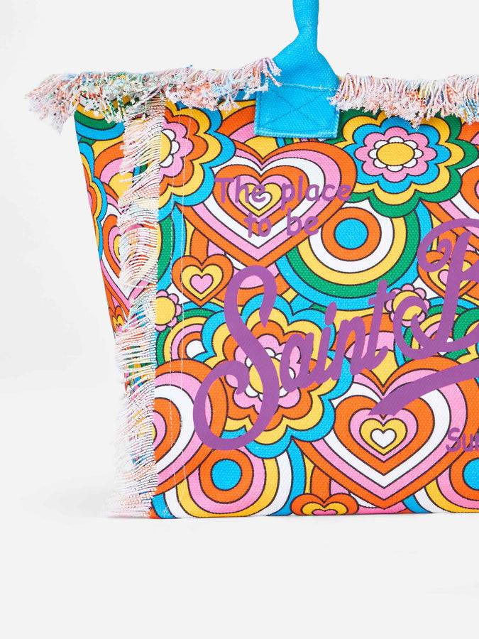 Mc2 Saint Barth Cotton canvas Vanity tote bag with groovy print Presa