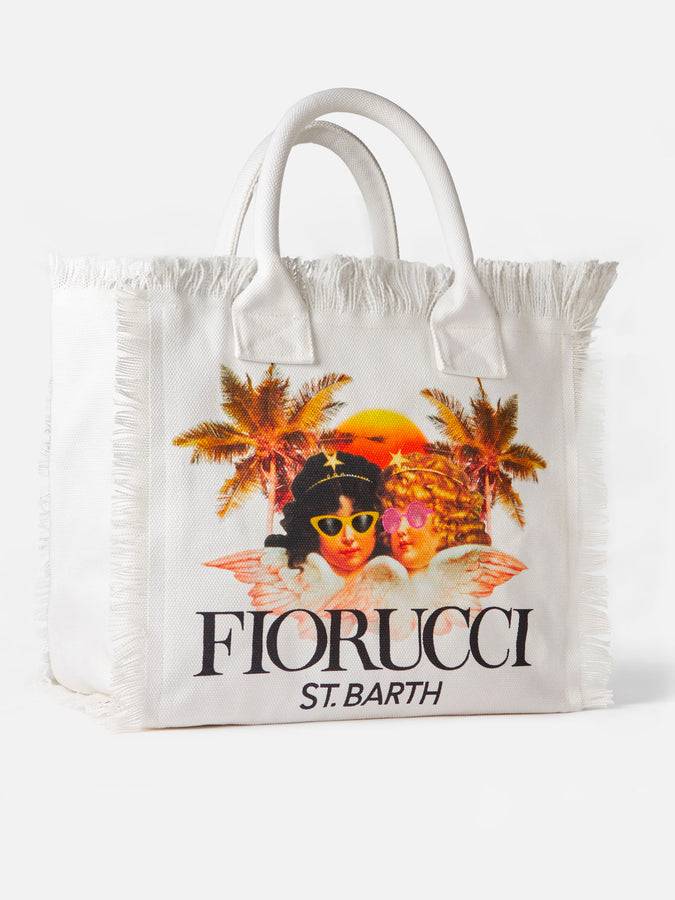 Mc2 Saint Barth Borsa a spalla Vanity in canvas bianco con stampa angeli Fiorucci | FIORUCCI SPECIAL EDITION Sconto