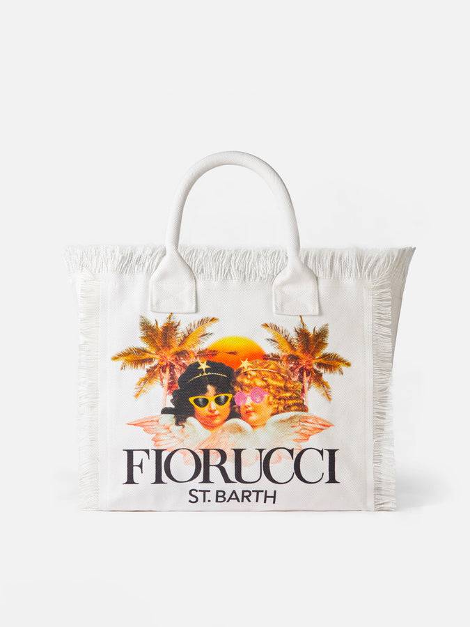 Mc2 Saint Barth Borsa a spalla Vanity in canvas bianco con stampa angeli Fiorucci | FIORUCCI SPECIAL EDITION Sconto