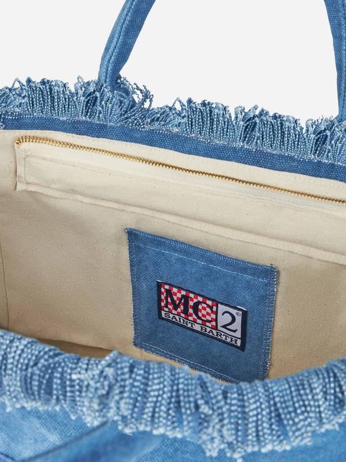 Mc2 Saint Barth Denim cotton canvas Vanity tote bag with logo bag Economico