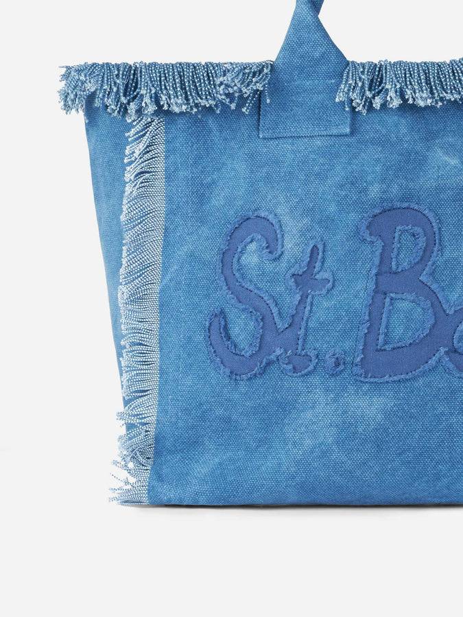 Mc2 Saint Barth Denim cotton canvas Vanity tote bag with logo bag Economico