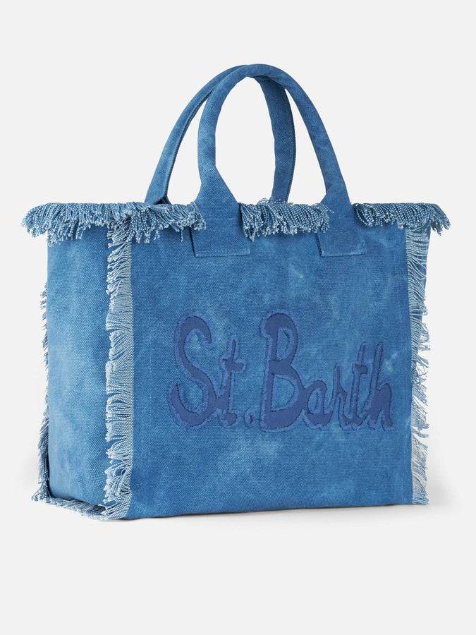 Mc2 Saint Barth Denim cotton canvas Vanity tote bag with logo bag Economico