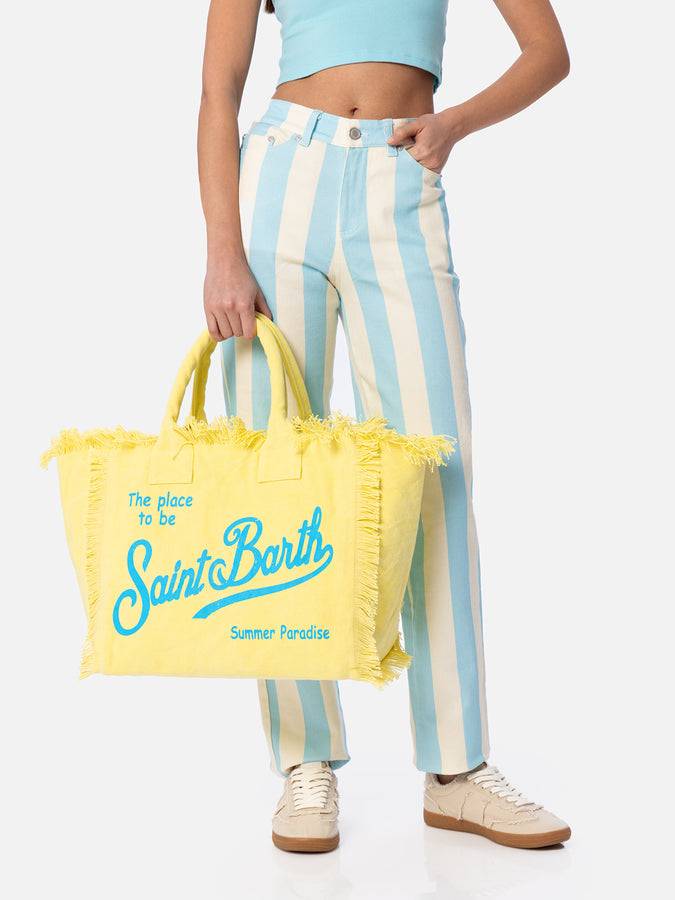 Mc2 Saint Barth Borsa tote Vanity in tela di cotone gialla Outlet