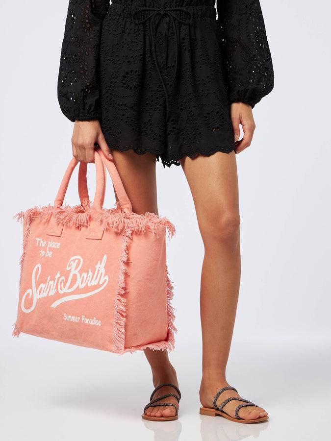 Mc2 Saint Barth Borsa tote Vanity in tela di cotone color pesca Offerte
