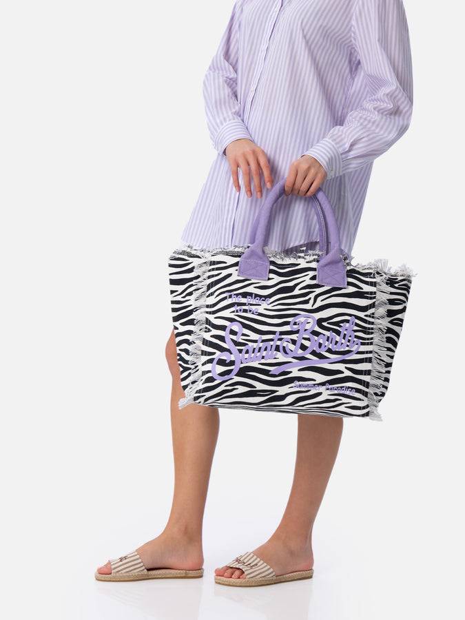 Mc2 Saint Barth Borsa tote Vanity in tela di cotone zebrata I Più Venduti