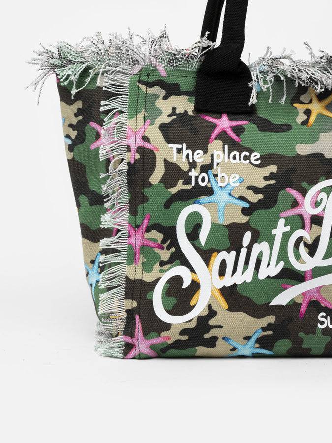 Mc2 Saint Barth Borsa tote Vanity in tela di cotone mimetico con stelle marine Vendite Flash