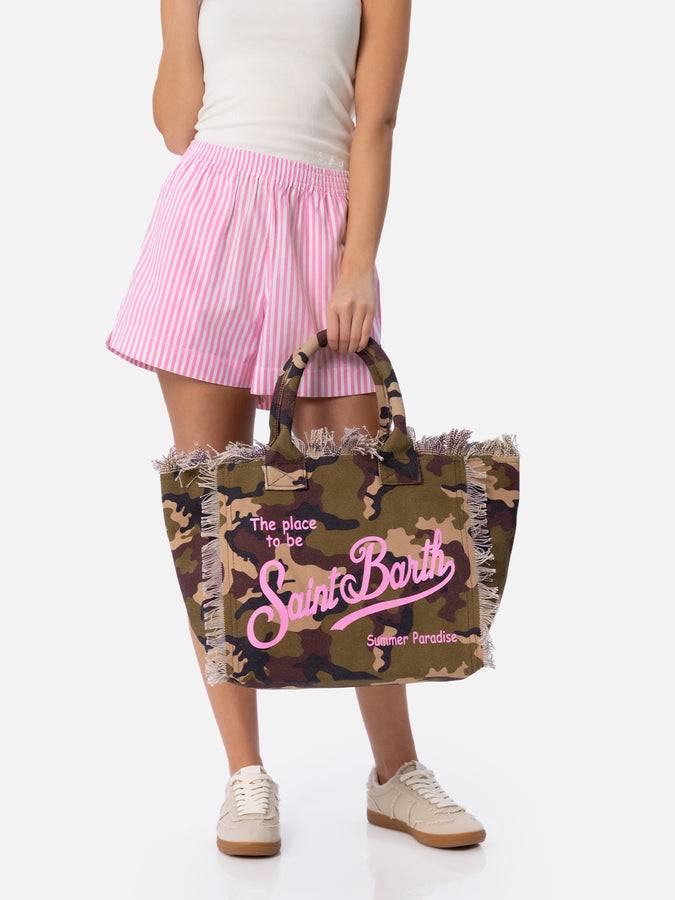 Mc2 Saint Barth Borsa tote Vanity in tela di cotone mimetico Negozio