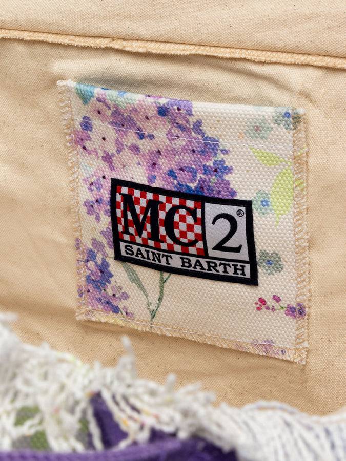 Mc2 Saint Barth Borsa tote Vanity in tela di cotone con fiori color acqua In Saldo