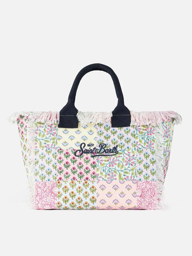 Mc2 Saint Barth Borsa tote Vanity in tela di cotone con applicazione di fiori Formentera Vendite stagionali