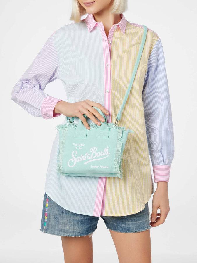 Mc2 Saint Barth Borsa Mini Vanity in tela di cotone verde acqua Offerta Giorno del Papà