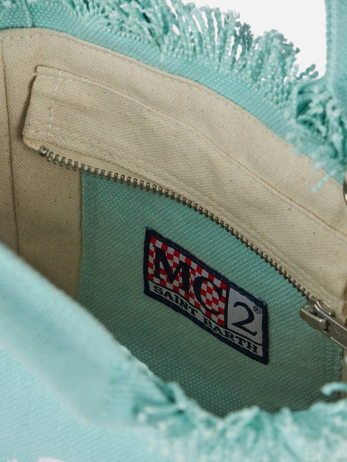 Mc2 Saint Barth Borsa Mini Vanity in tela di cotone verde acqua Offerta Giorno del Papà
