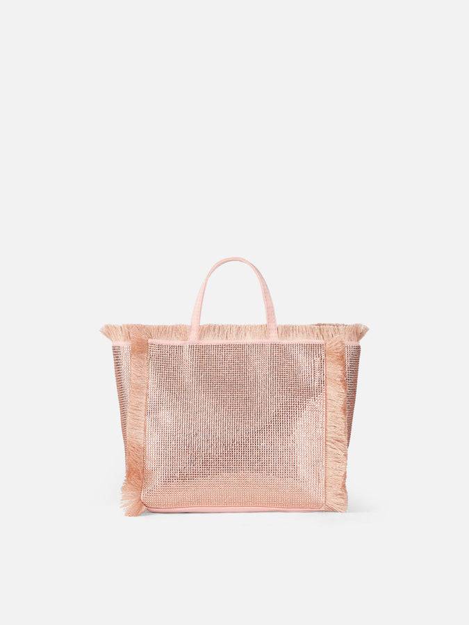 Mc2 Saint Barth Borsa Mini Vanity con frange e strass rose gold Offerta Anniversario