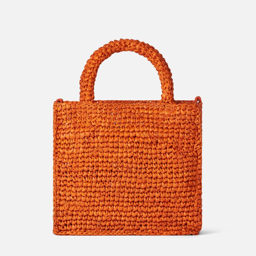 Mc2 Saint Barth Mini borsa Vanity in rafia arancione con ricamo frontale Latest fashion