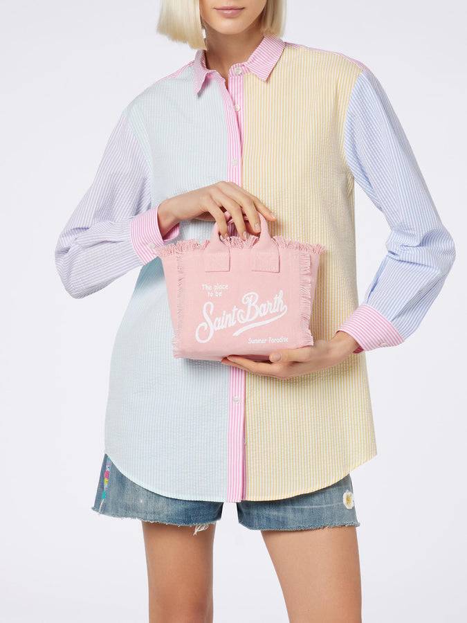 Mc2 Saint Barth Borsa Mini Vanity in tela di cotone rosa Offerte esclusive