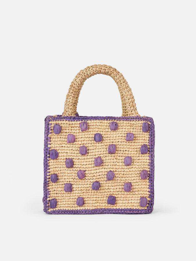 Mc2 Saint Barth Borsa Mini Vanity Raffia beige naturale con applicazioni a pois Grandi sconti