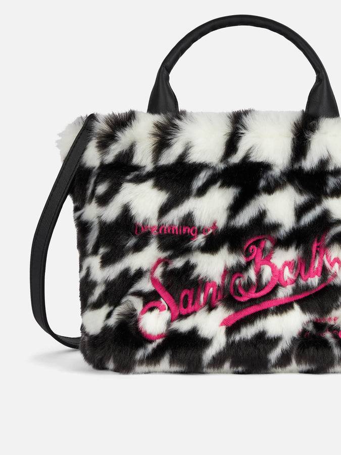 Mc2 Saint Barth Borsa Mini Vanity morbida e pelosa con stampa jacquard pied de poule Bestseller