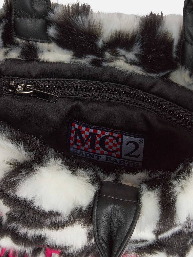 Mc2 Saint Barth Borsa Mini Vanity morbida e pelosa con stampa jacquard pied de poule Bestseller