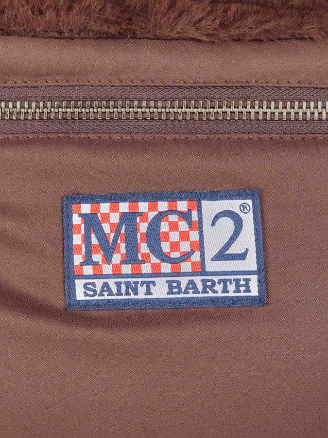 Mc2 Saint Barth Borsa marrone Mini Vanity morbida con tessuto furry Offerte stagionali