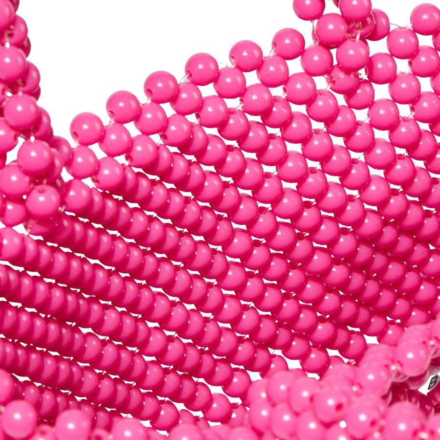 Mc2 Saint Barth Borsa a mano rosa con perline e cuore verde Offerte speciali