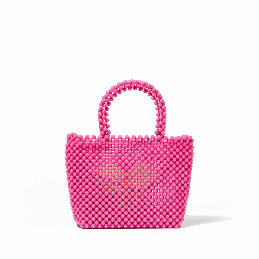 Mc2 Saint Barth Borsa a mano rosa con perline e cuore verde Offerte speciali