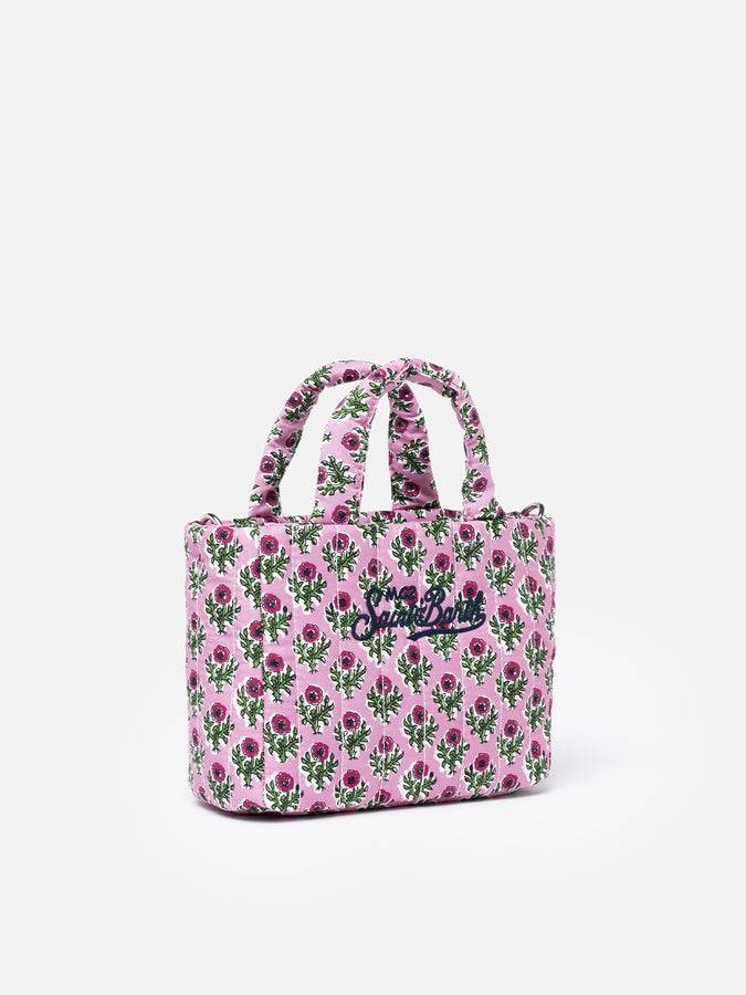 Mc2 Saint Barth Borsa Soft Tote Mini trapuntata a fiori rosa Super Saving Price