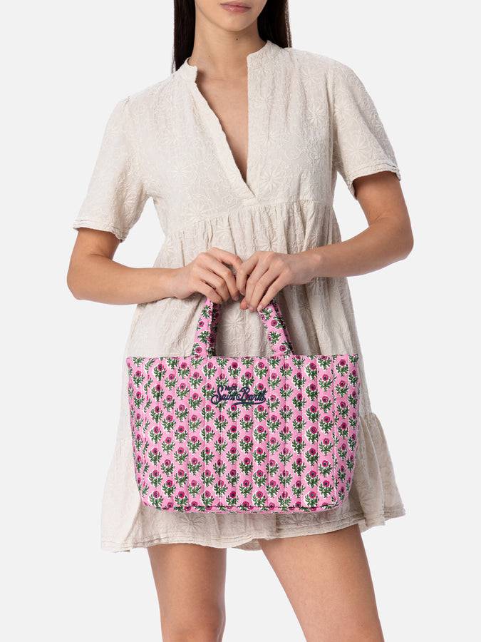 Mc2 Saint Barth Borsa Soft Tote Mid trapuntata a fiori rosa Offerta settimanale
