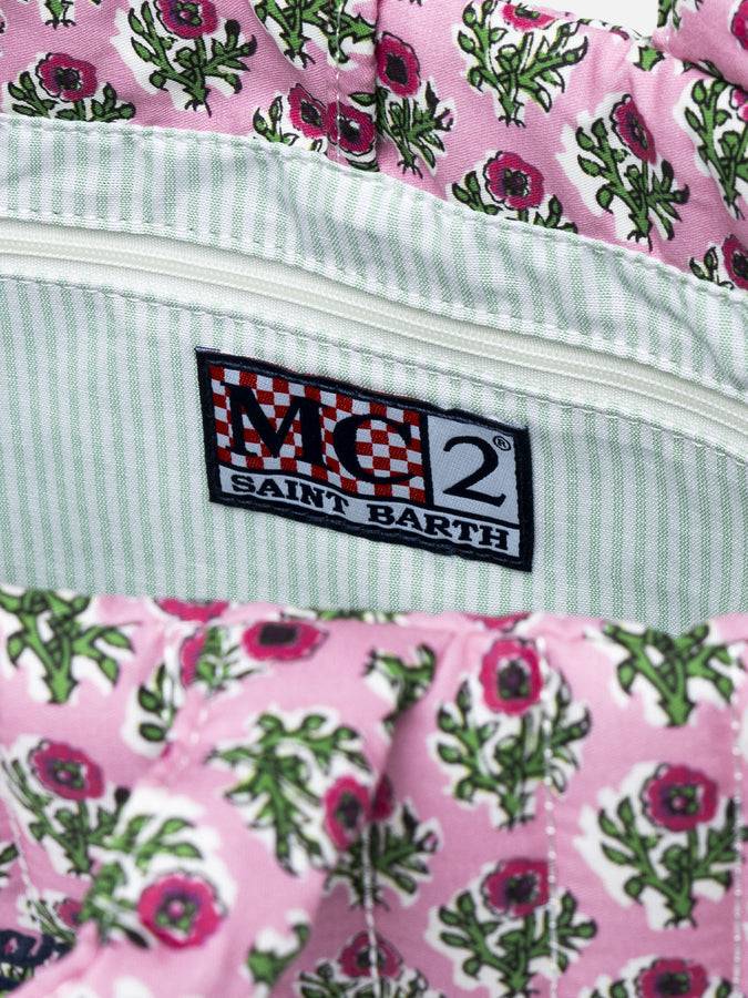 Mc2 Saint Barth Borsa Soft Tote Mid trapuntata a fiori rosa Offerta settimanale