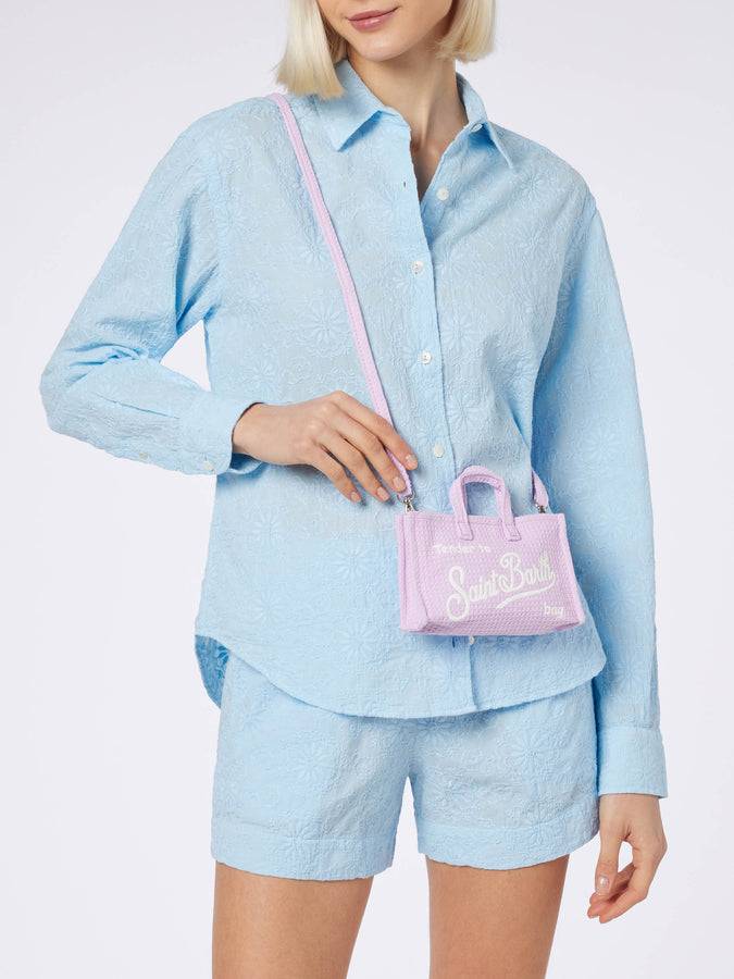 Mc2 Saint Barth Borsa per cellulare in tessuto di cotone waffle lilla Ultimo giorno