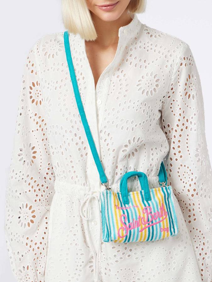Mc2 Saint Barth Porta cellulare in spugna goffrata a righe multicolore Super sconto