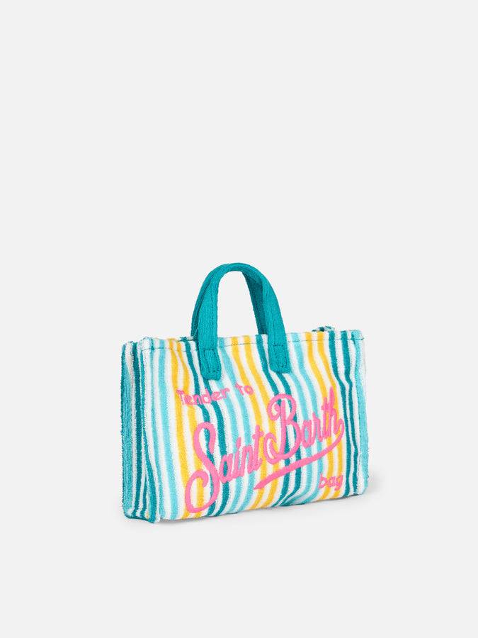 Mc2 Saint Barth Porta cellulare in spugna goffrata a righe multicolore Super sconto