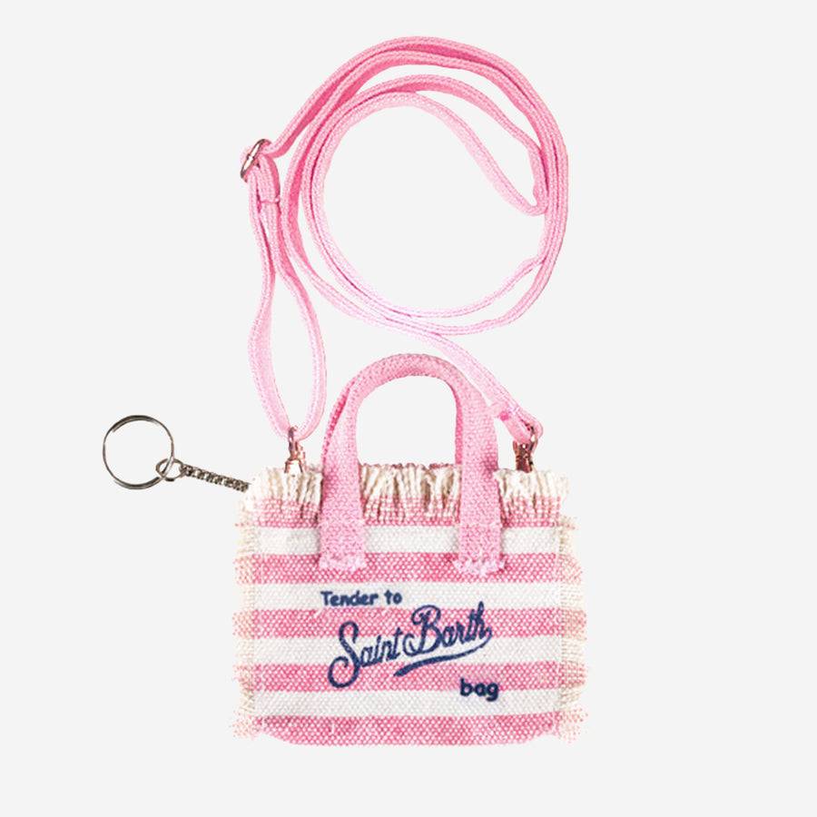 Mc2 Saint Barth Portachiavi in ​​canvas a righe rosa con tracolla Italia