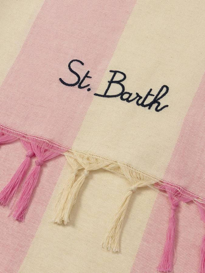 Mc2 Saint Barth Light cotton beach towel Fouta with pink striped print Soddisfazione Garantita