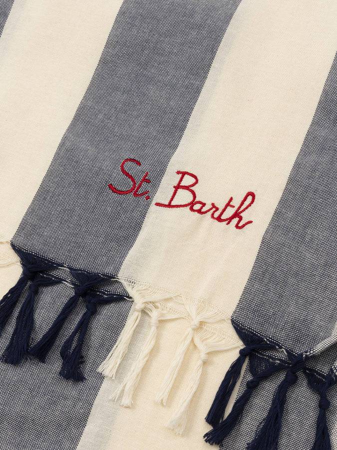 Mc2 Saint Barth Light cotton beach towel Fouta with navy blue striped print Fino Al -60%