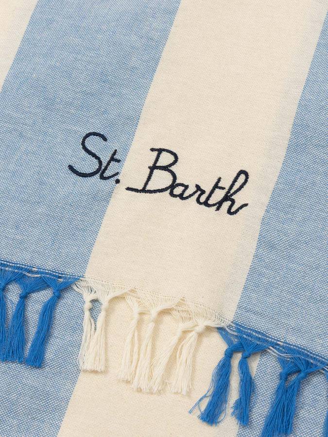 Mc2 Saint Barth Light cotton beach towel Fouta with bluette striped print Shopping Online