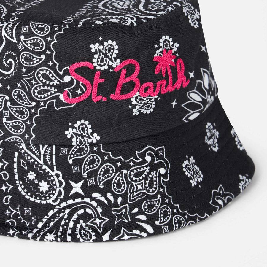 Mc2 Saint Barth Cappello modello pesactore in cotone con ricamo frontale e motivo bandana Outlet