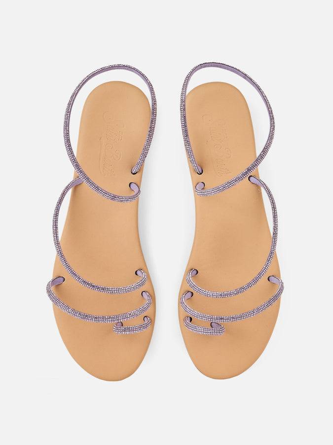 Mc2 Saint Barth Flat Ring Sandals with lilac rhinestones Prezzo di fabbrica