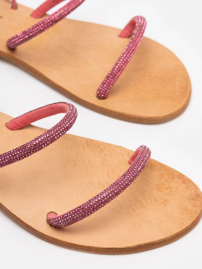 Mc2 Saint Barth Sandali flat avvolgenti con strass fucsia Offerta speciale