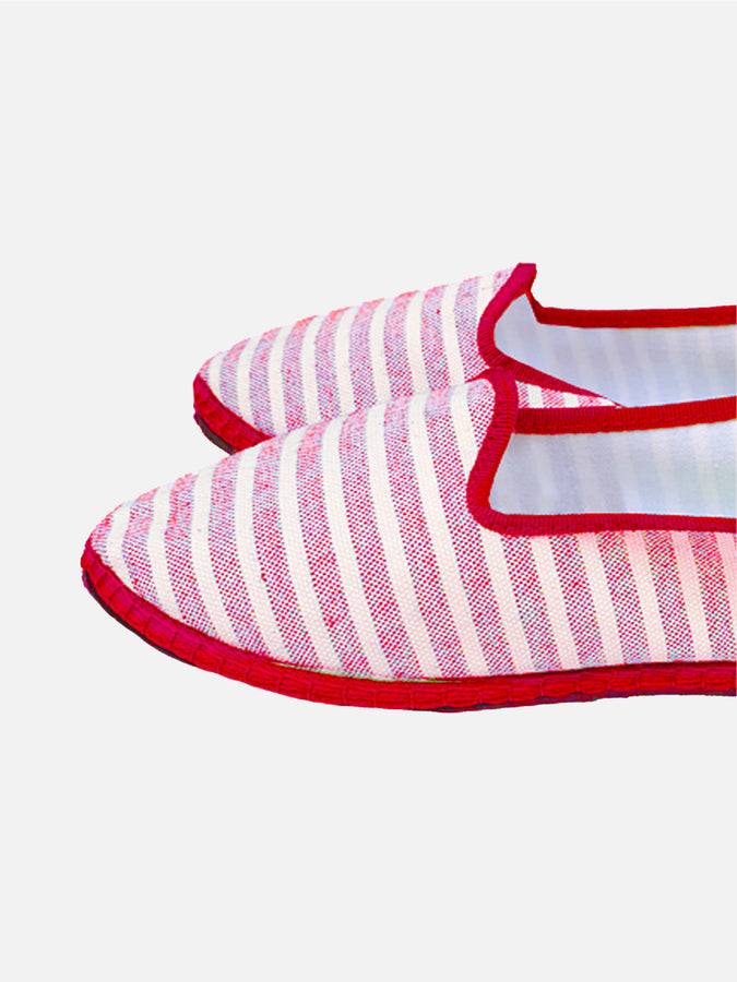 Mc2 Saint Barth Pantofole friulane in tela a righe rosse Cyber Monday