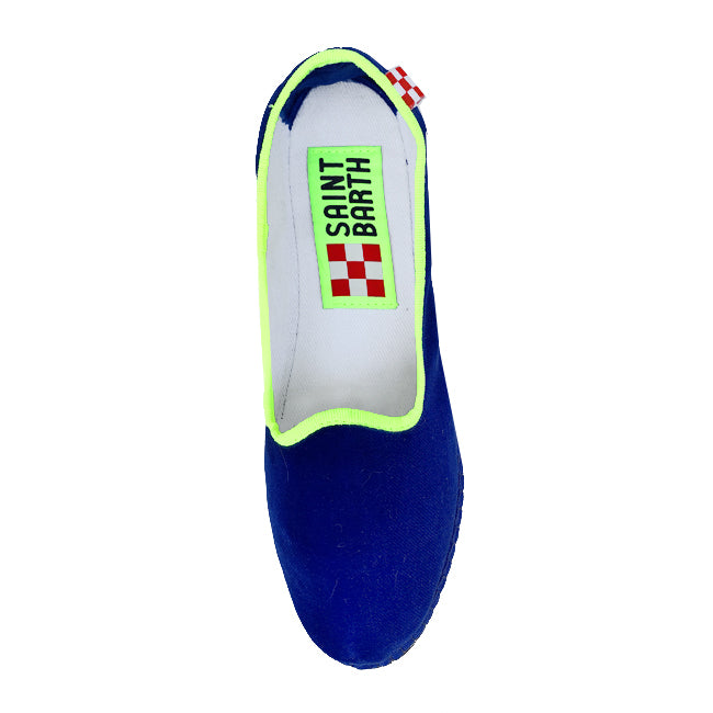 Mc2 Saint Barth Pantofole friulane in velluto bluette Offerta natalizia
