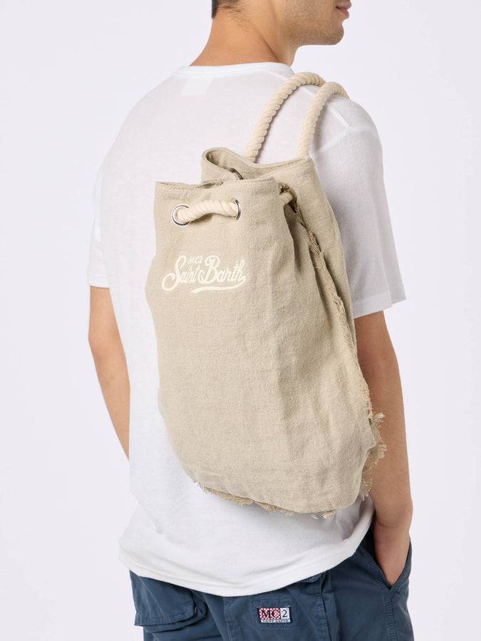 Mc2 Saint Barth Beige boat linen backpack Latest fashion