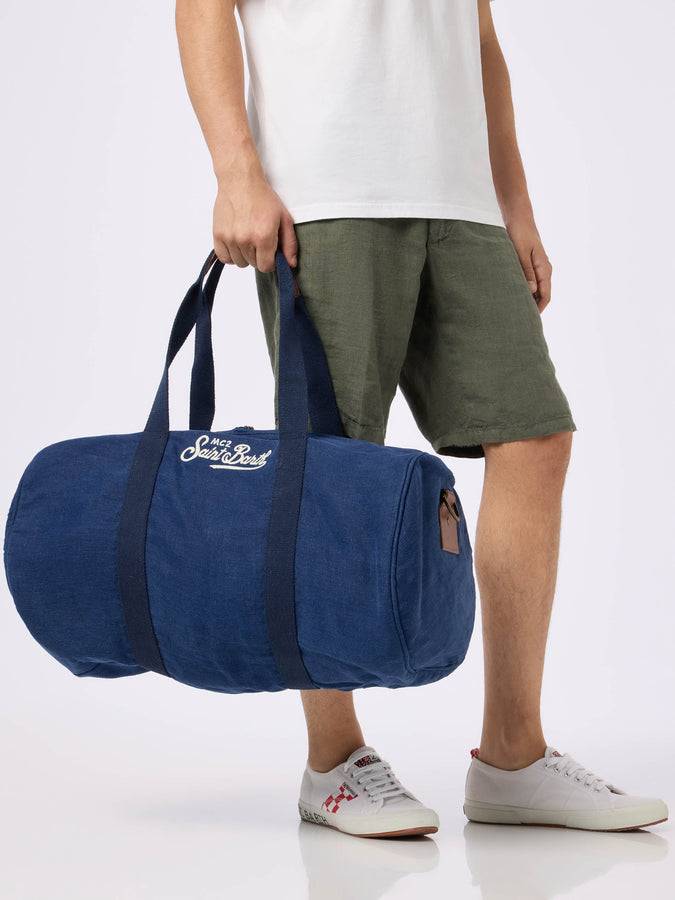 Mc2 Saint Barth Borsone da viaggio Jetleg in lino blu Online Outlet