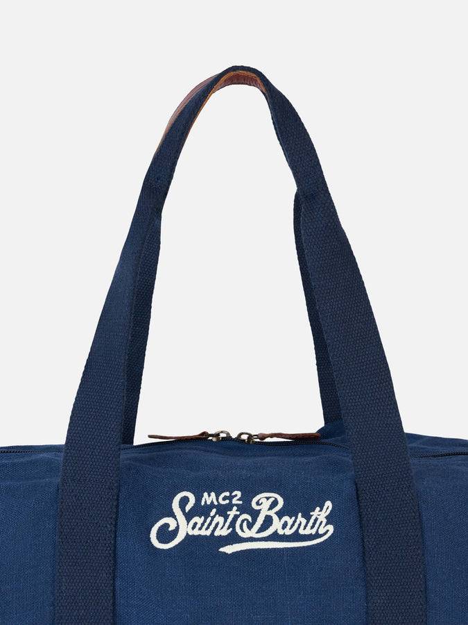 Mc2 Saint Barth Borsone da viaggio Jetleg in lino blu Online Outlet