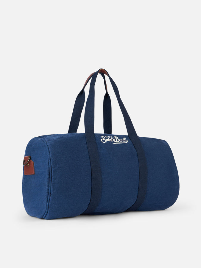 Mc2 Saint Barth Borsone da viaggio Jetleg in lino blu Online Outlet