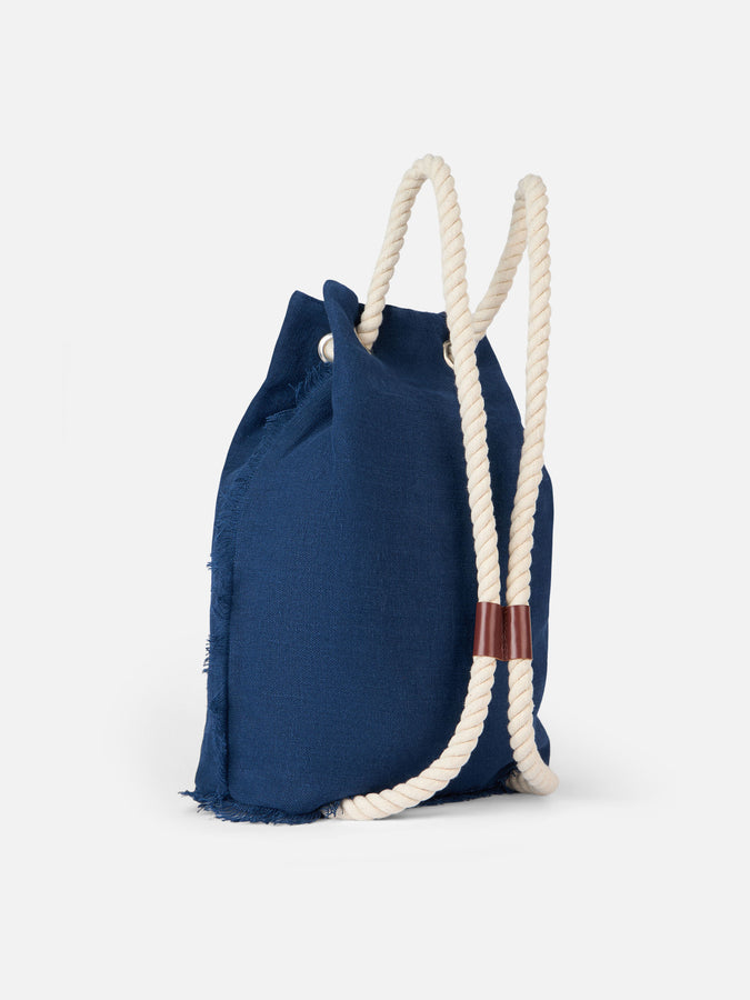 Mc2 Saint Barth Blue boat linen backpack Offerta temporanea