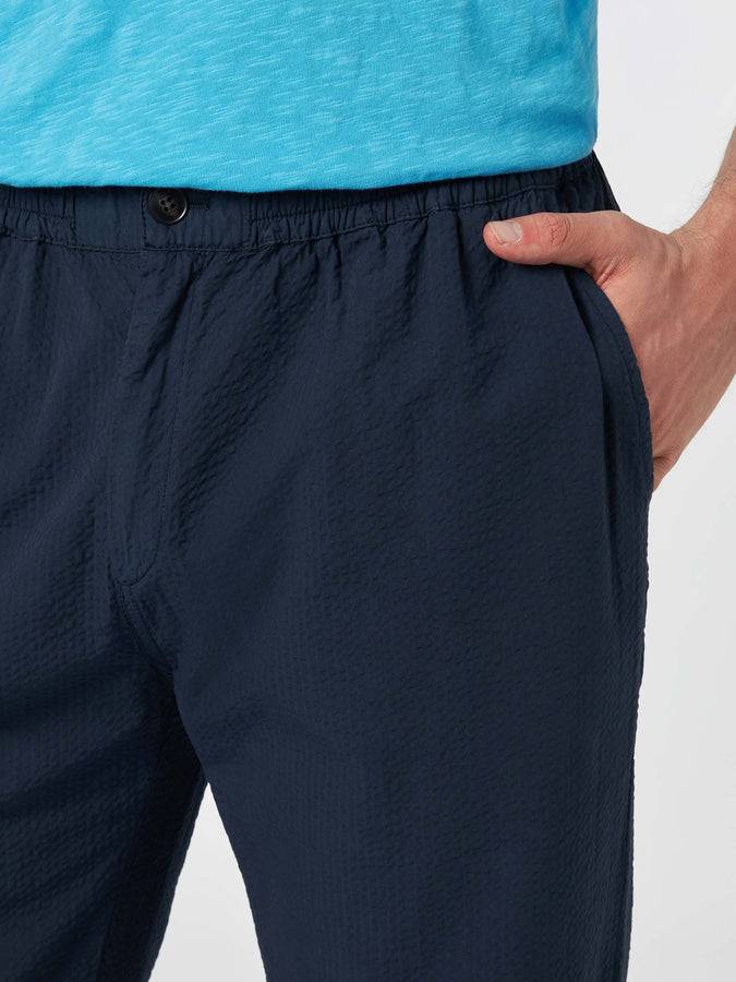 Mc2 Saint Barth Pantalone da uomo blu navy in cotone seersucker Relais Officina