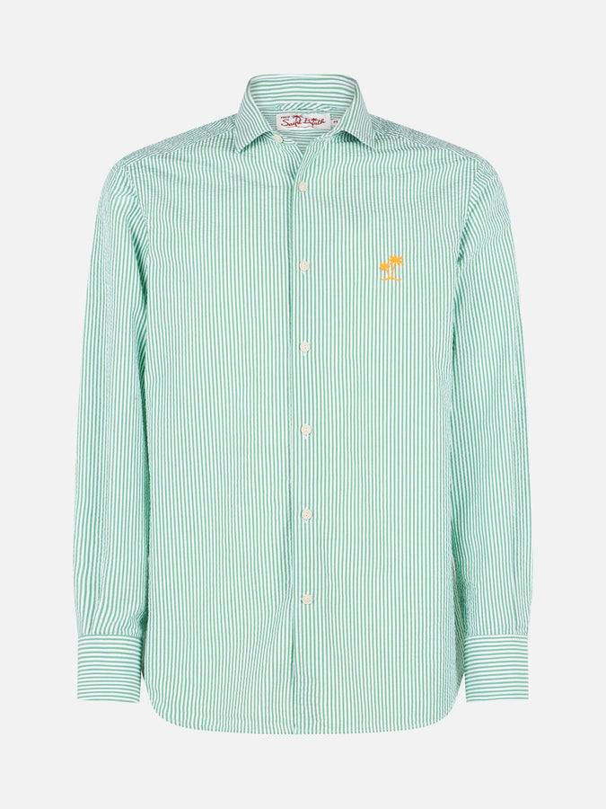 Mc2 Saint Barth Camicia da uomo Pamplona a righe in seersucker In vendita